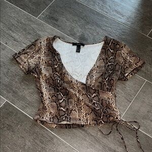 Snakeskin Print Wrap Top